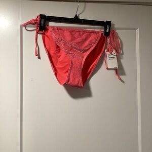 NWT Good American Size 4 / XL Sparkle Tiny Ties Bottom Fiery Coral